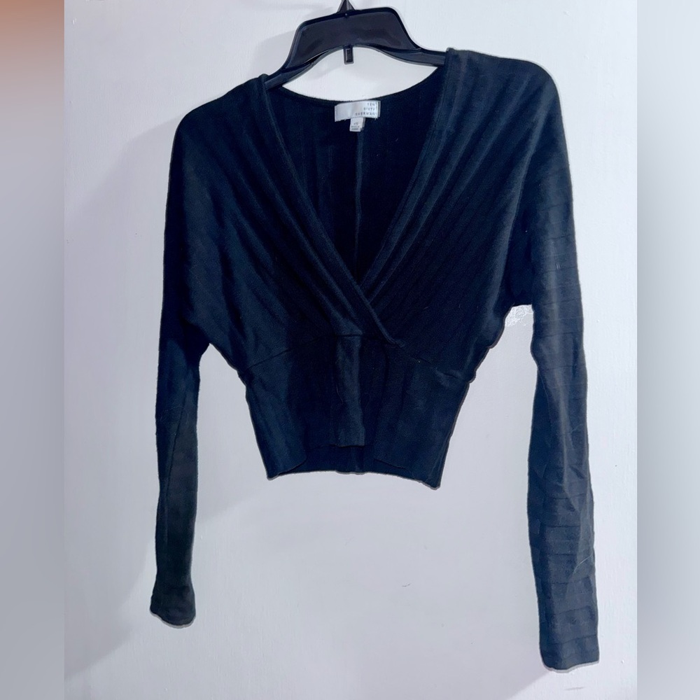 Ten Sixty Sherman Black Long-Sleeve Wrap Top